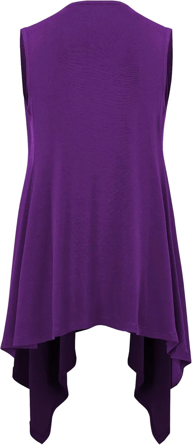 Made By Johnny Women's Lightweight Sleeveless Draped Open Cardigan