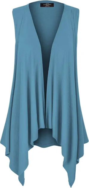 Made By Johnny Women's Lightweight Sleeveless Draped Open Cardigan