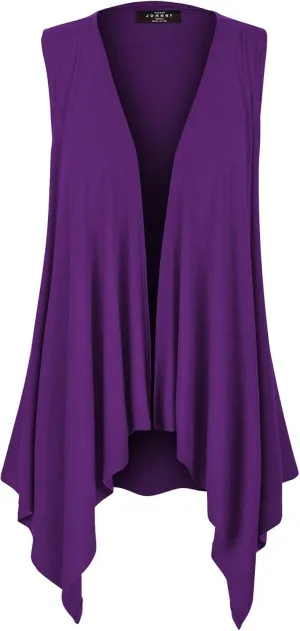 Made By Johnny Women's Lightweight Sleeveless Draped Open Cardigan