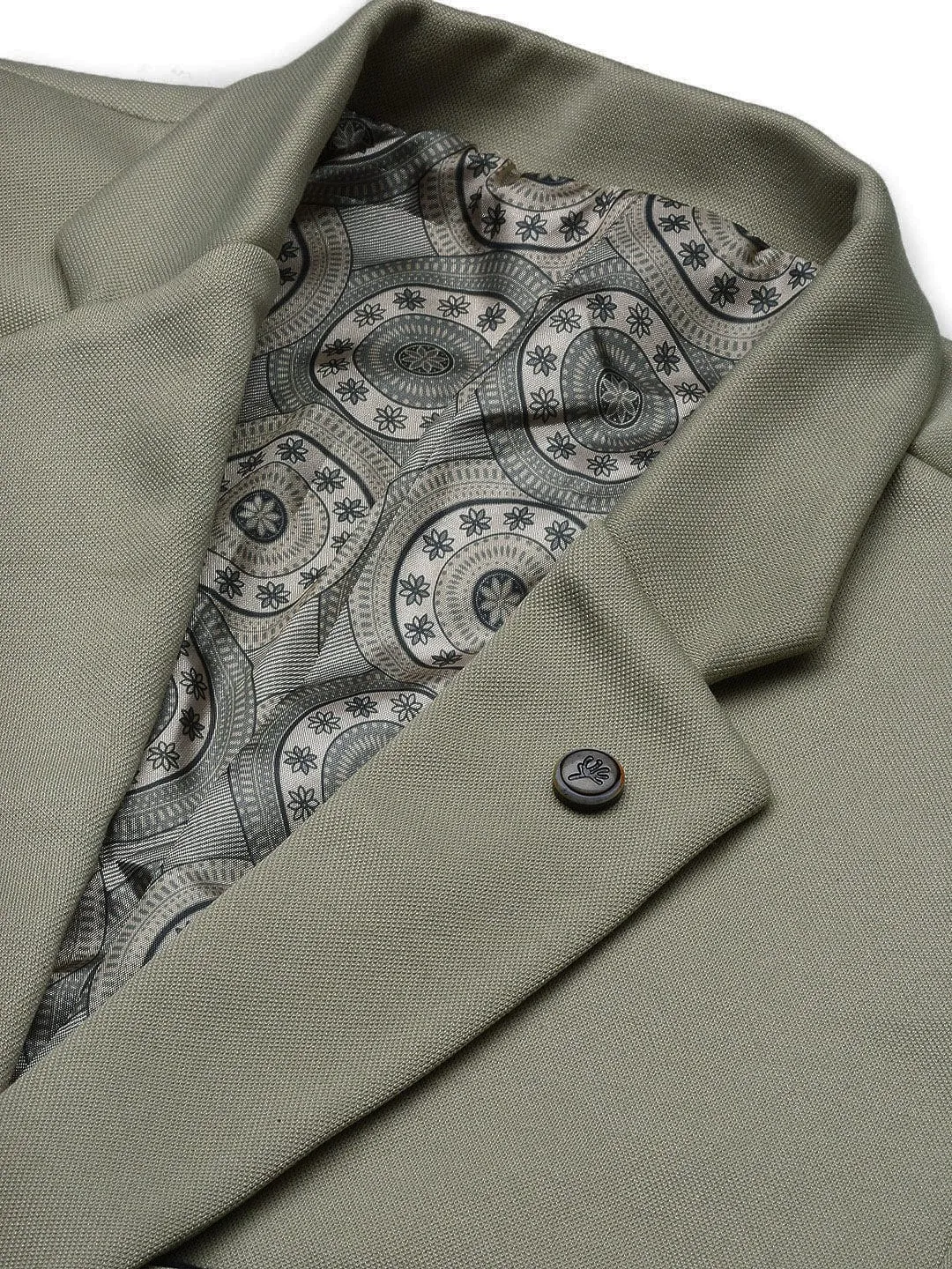 Men Sea Green Single Breasted Notched Lapel Collar Casual Blazer