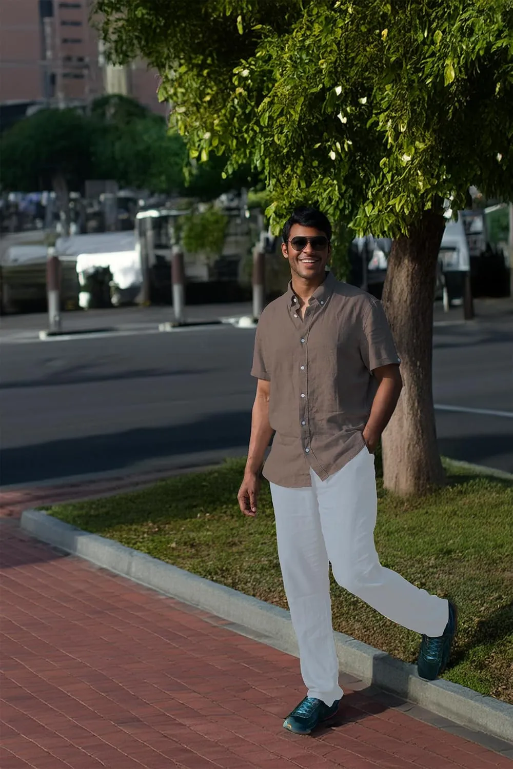Men’s Linen Blend Short Sleeve Casual Shirt for Vacation, Holiday, Casual Party, Lightweight Button Down Shirt