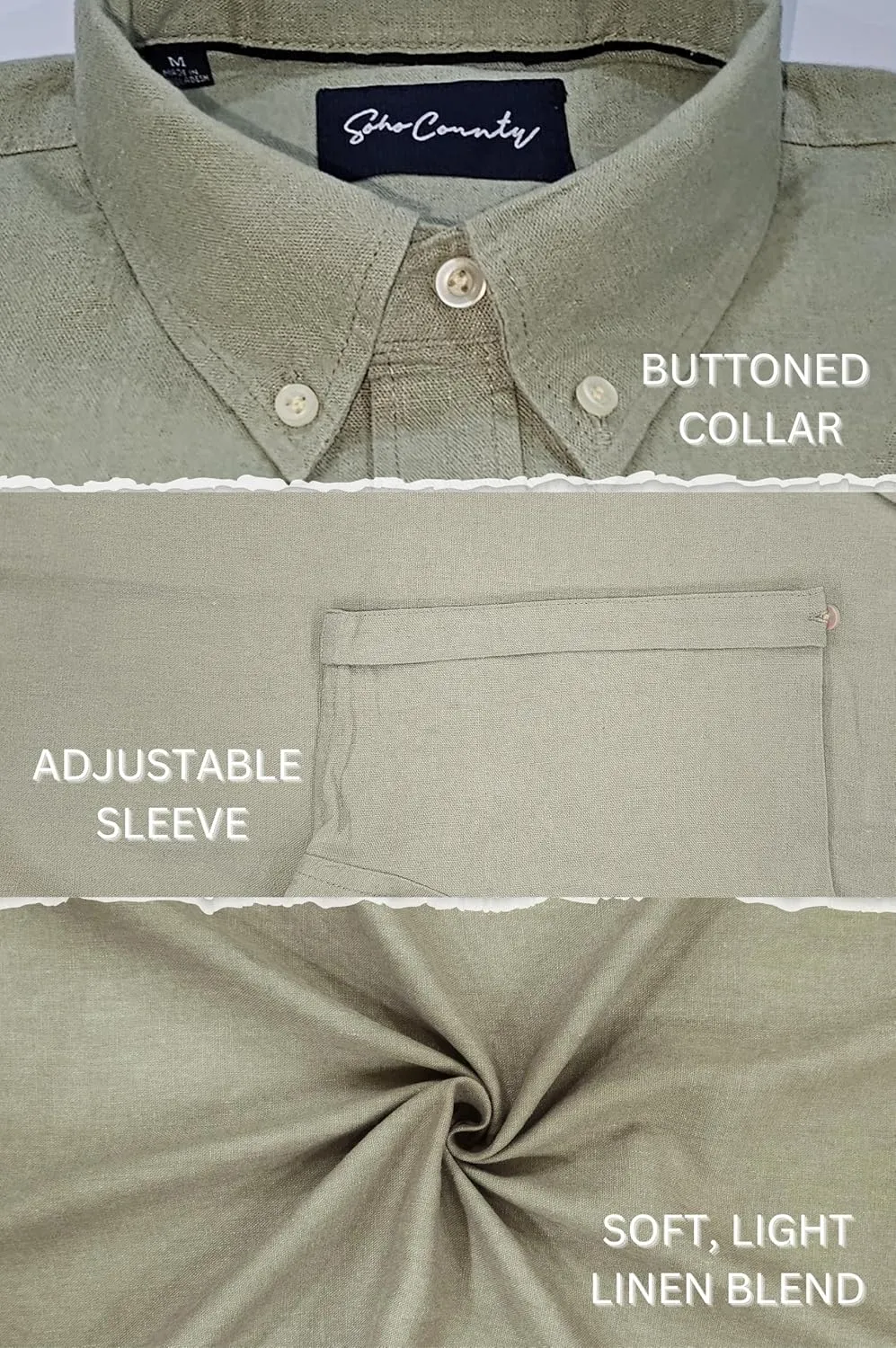 Men’s Linen Blend Short Sleeve Casual Shirt for Vacation, Holiday, Casual Party, Lightweight Button Down Shirt