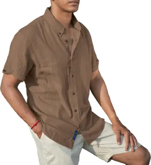 Men’s Linen Blend Short Sleeve Casual Shirt for Vacation, Holiday, Casual Party, Lightweight Button Down Shirt