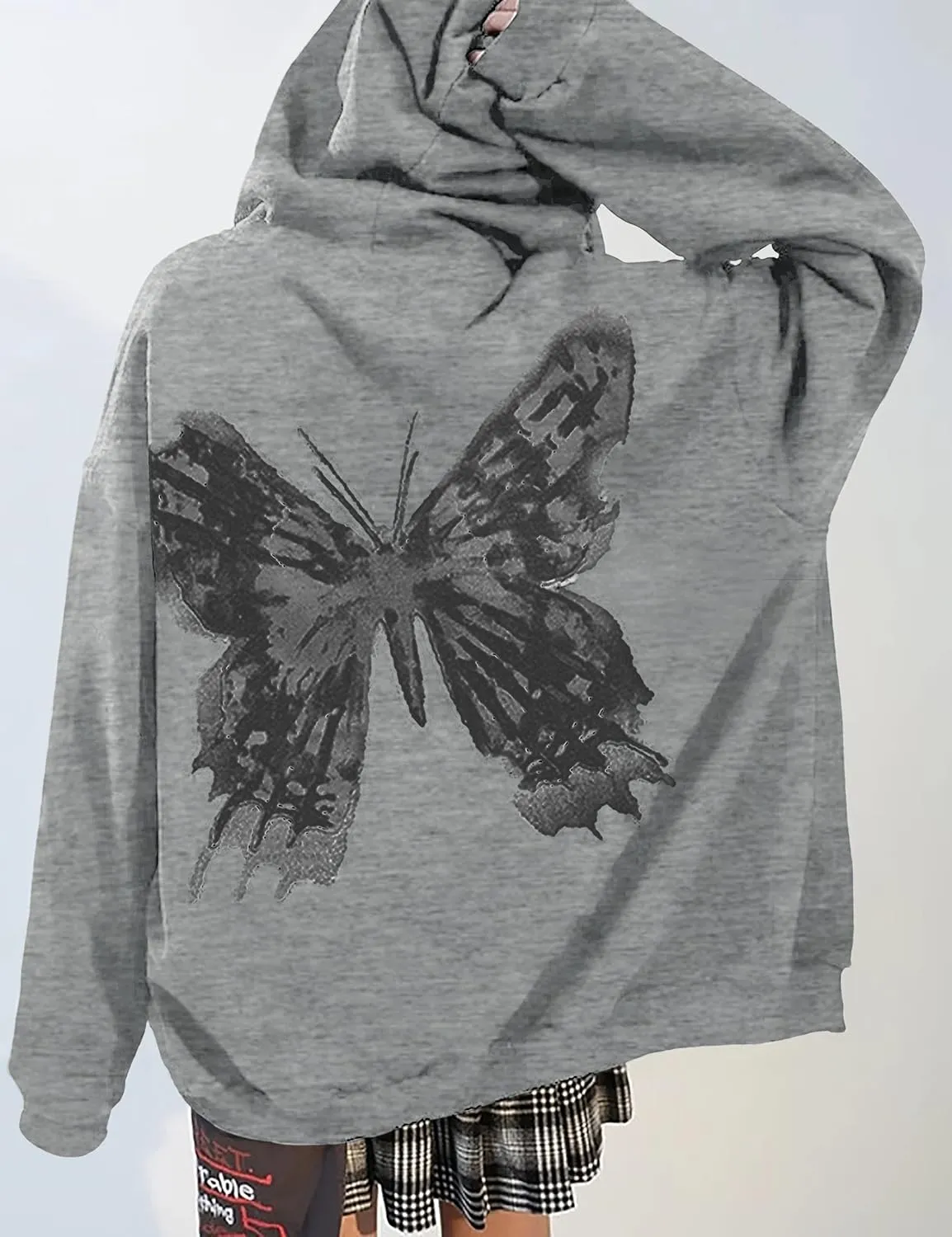 MISSACTIVER Womens Casual Graphic Printed Hoodies Oversized Zip Up 90S E-Girl Streetwear Grunge Jacket