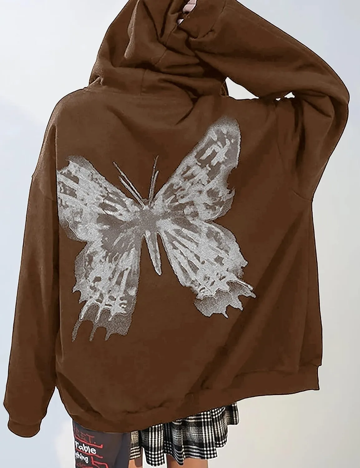 MISSACTIVER Womens Casual Graphic Printed Hoodies Oversized Zip Up 90S E-Girl Streetwear Grunge Jacket