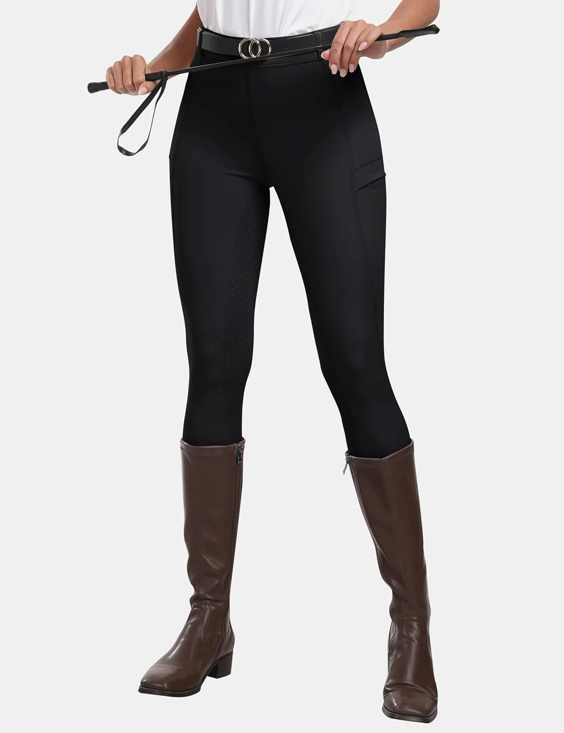 MoFiz Women's Silicone Full Seat Horse Riding Pants Zipper Pockets Equestrian Breeches Riding Tights