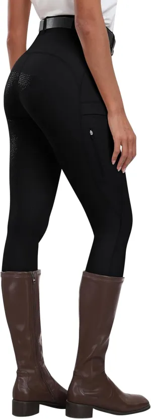 MoFiz Women's Silicone Full Seat Horse Riding Pants Zipper Pockets Equestrian Breeches Riding Tights