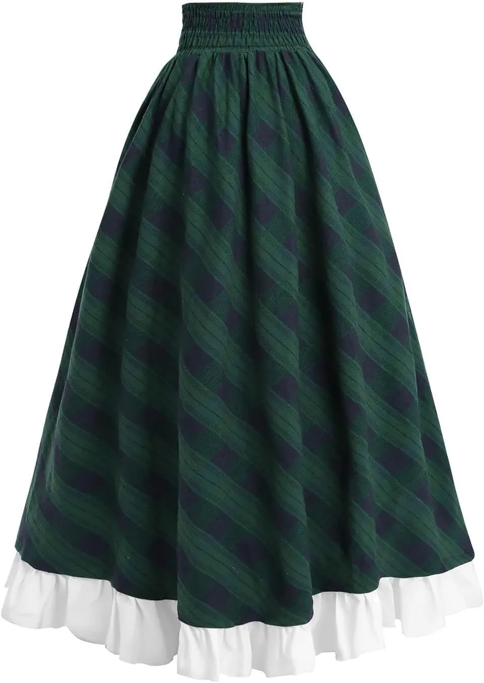 Nuoqi Women Renaissance Skirt Long Victorian Skirt Summer Flowy Maxi Skirt with Pocket Green