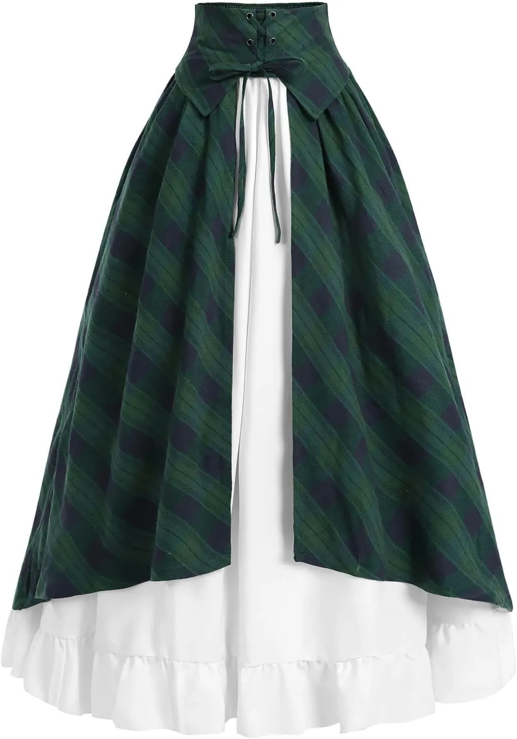 Nuoqi Women Renaissance Skirt Long Victorian Skirt Summer Flowy Maxi Skirt with Pocket Green