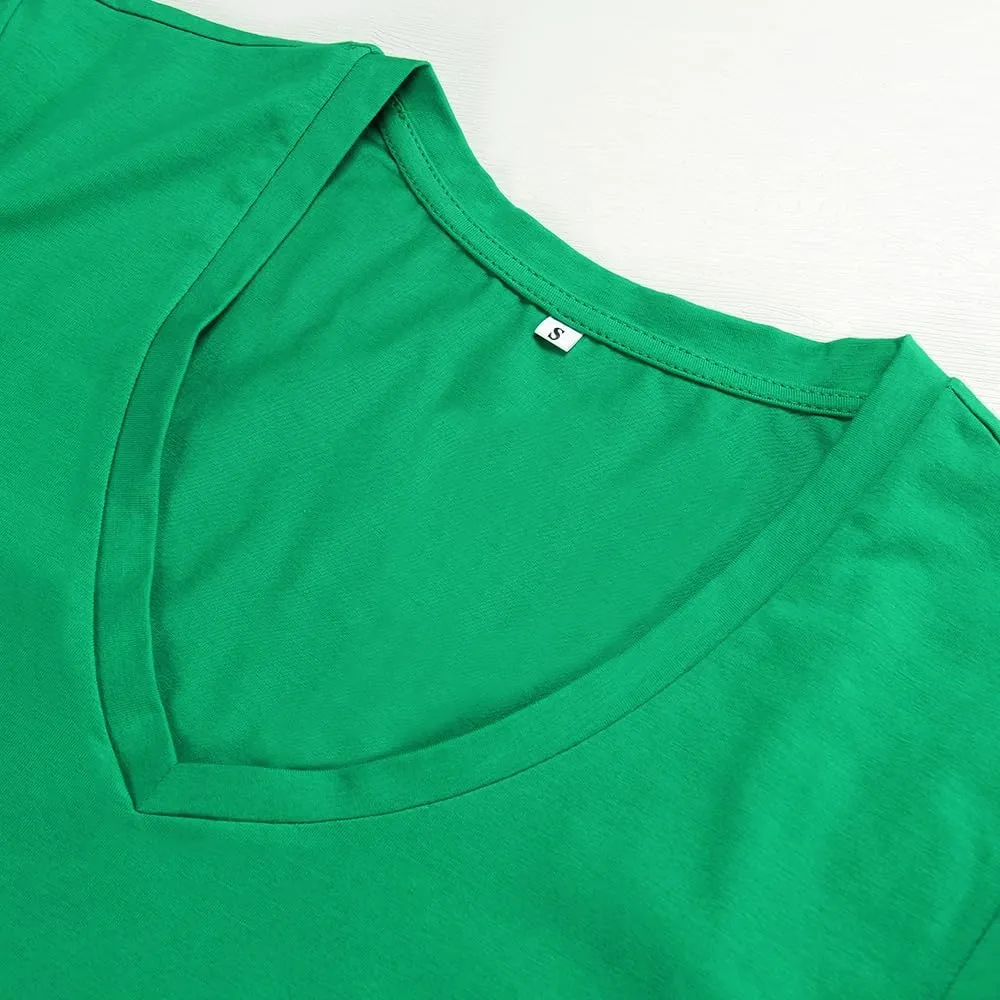 PALINDA Women's Classic Fit T Shirts Short Sleeve V Neck Casual Tee Shirt Summer Tops