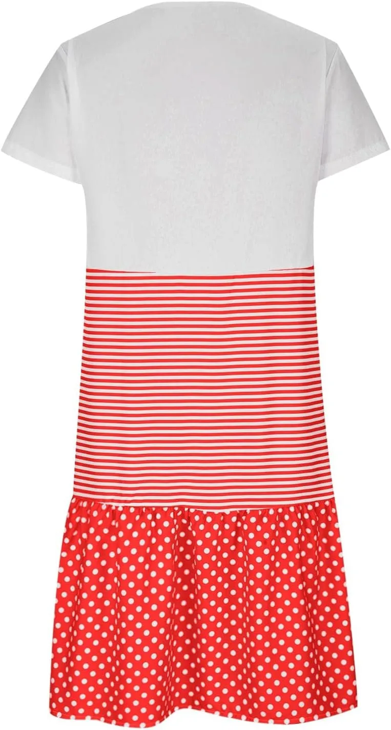 Plus Size Summer Dresses for Women 2024 Tiered Color Block Stripe Shift Dress Swing Casual Flowy Midi Sundresses