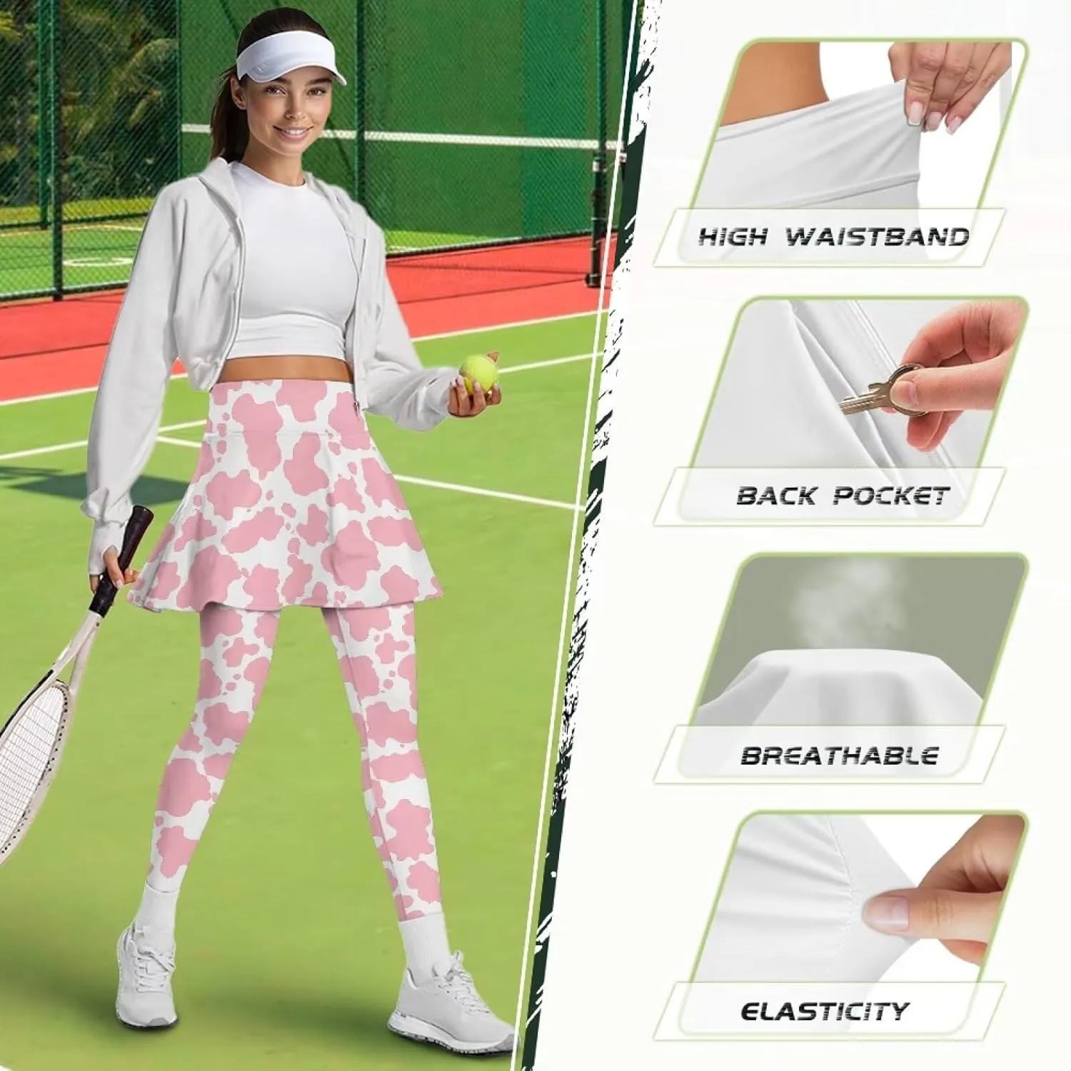 POLERO Yoga Skirted Leggings for Women Tummy Control Vintage Golf Tennis Pants Athletic Outfits