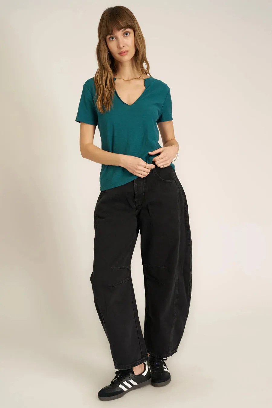 Project Social T Plata Notched V-Neck Tee  Pacific Teal, Blue Lagoon & Persimmon
