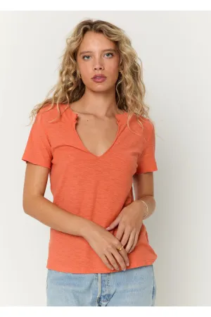 Project Social T Plata Notched V-Neck Tee  Pacific Teal, Blue Lagoon & Persimmon
