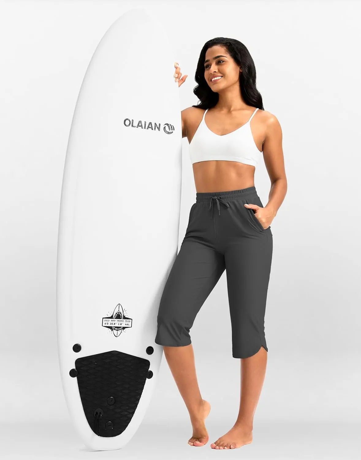 Pudolla Women's Swim Capris 18" Quick Dry UPF50  Swimsuit Pants Long Board Shorts for Women with Pockets