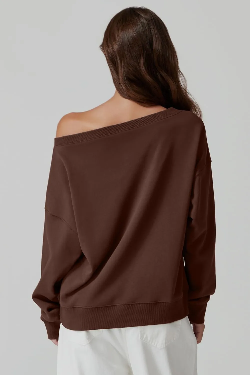 QINSEN Womens Oversized Sweatshirt Long Sleeve Off The Shoulder Pullover Casual Comfy Fall Outfits