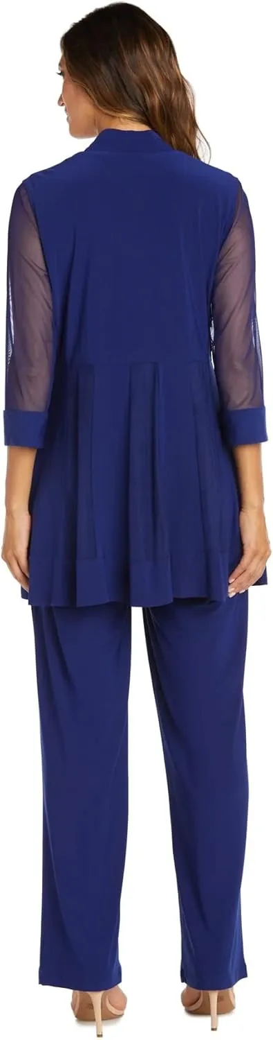 R&M Richards Women's Beaded Neck 2 Piece Pant Set