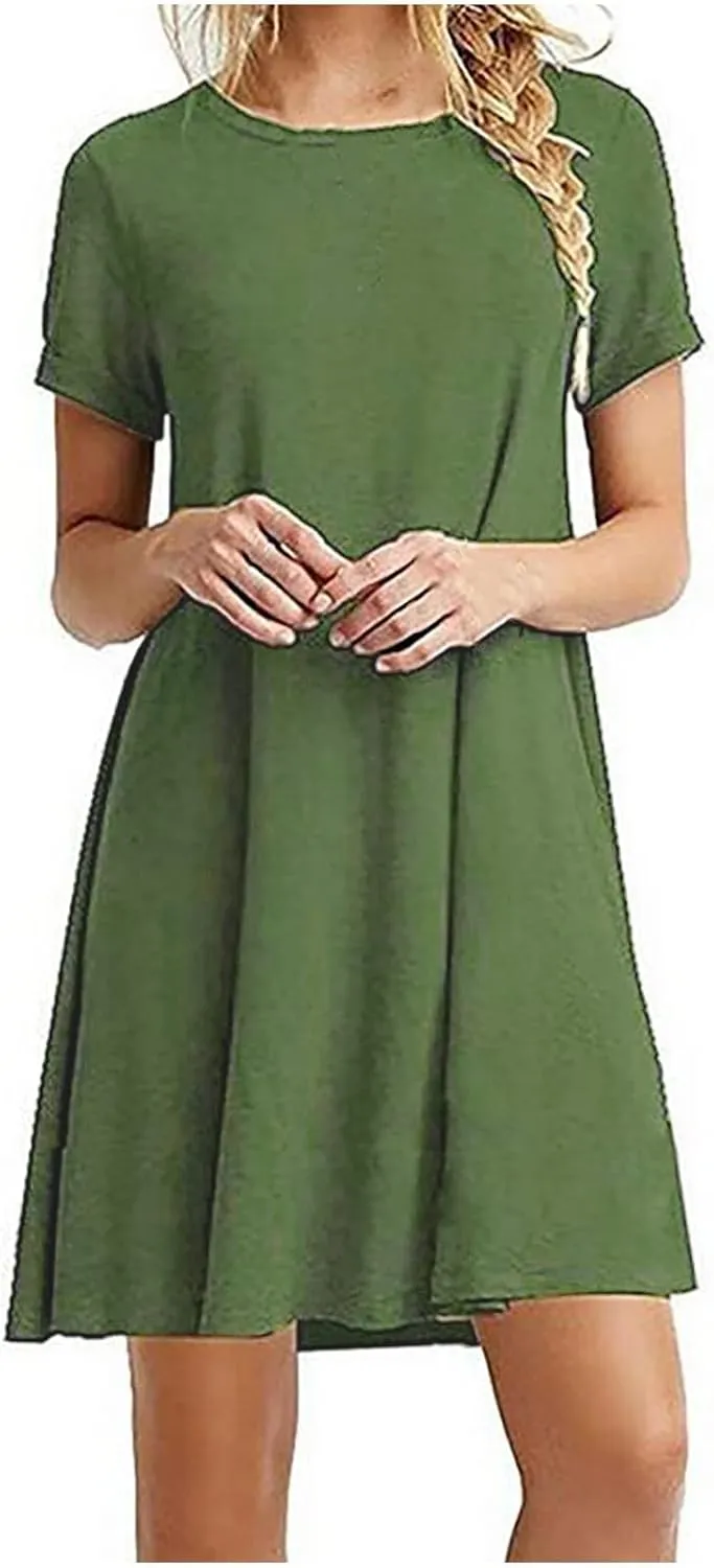 Shirt Dresses for Women A-Line Short Sleeve Polka Dots Mini Sundress 2025 Vacation Casual Beach Summer Dresses