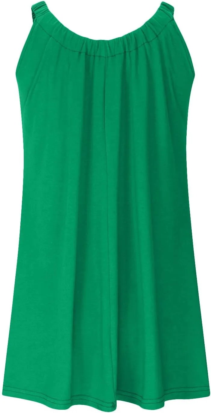 SMIDOW Sun Dresses for Women 2023 Beach Casual Summer Sleeveless Tshirt Dress Solid Swing Bikini Beachwear Cover Up