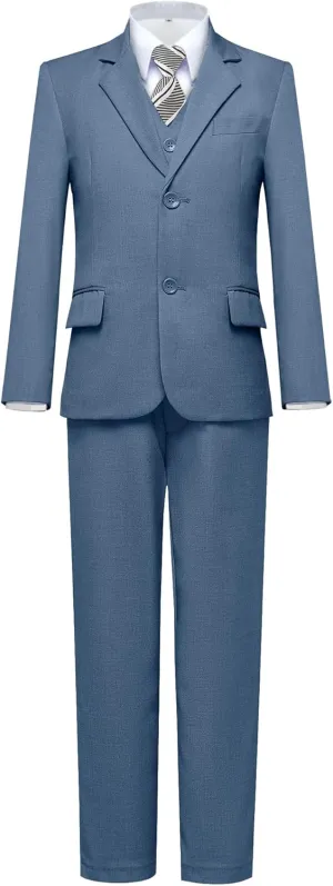 Suit for Boy Formal Slim Fit Tuxedo 5 Pieces Kids Toddler Wedding Outfit Blazer Pants Vest Set Boys Suits