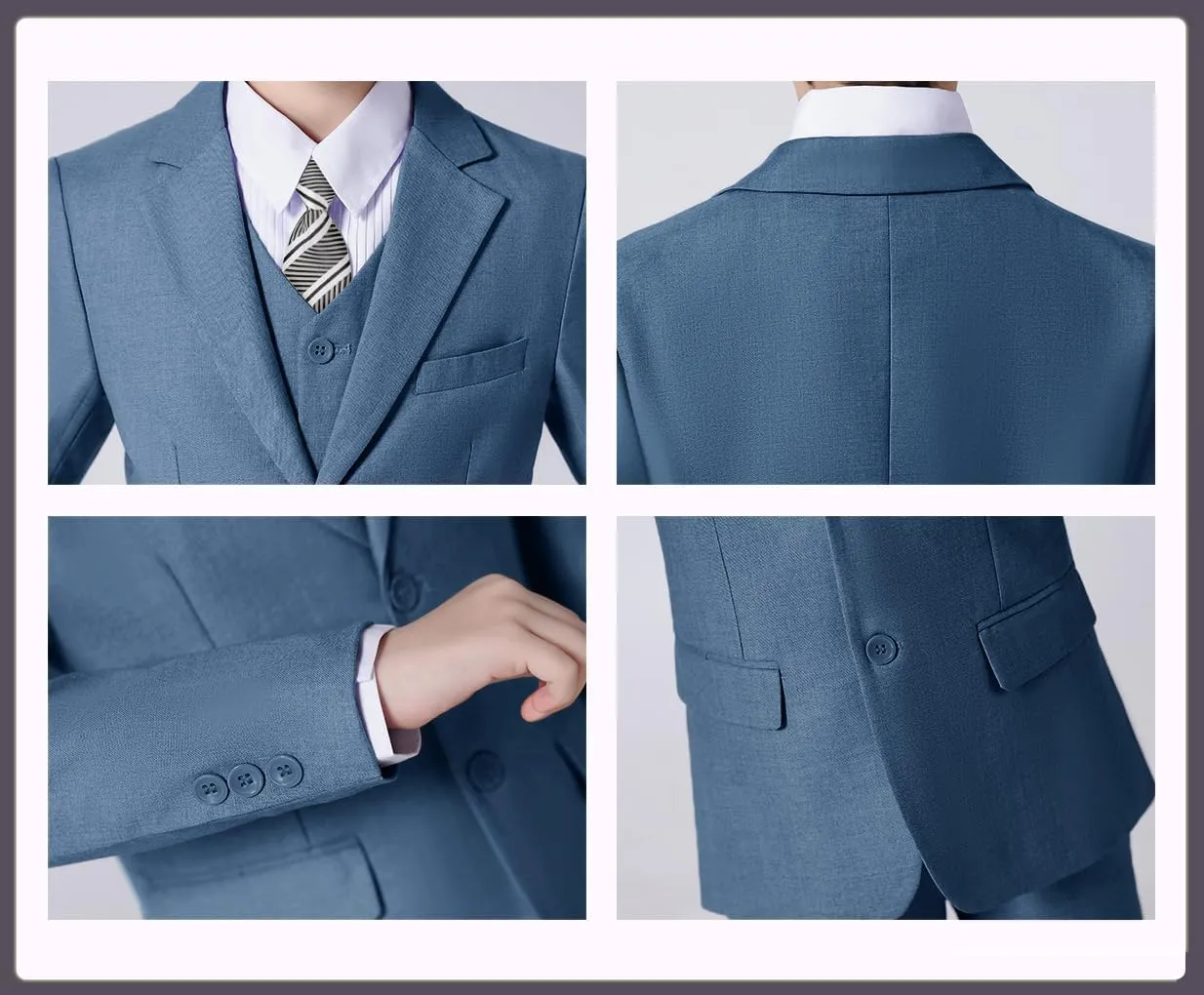 Suit for Boy Formal Slim Fit Tuxedo 5 Pieces Kids Toddler Wedding Outfit Blazer Pants Vest Set Boys Suits