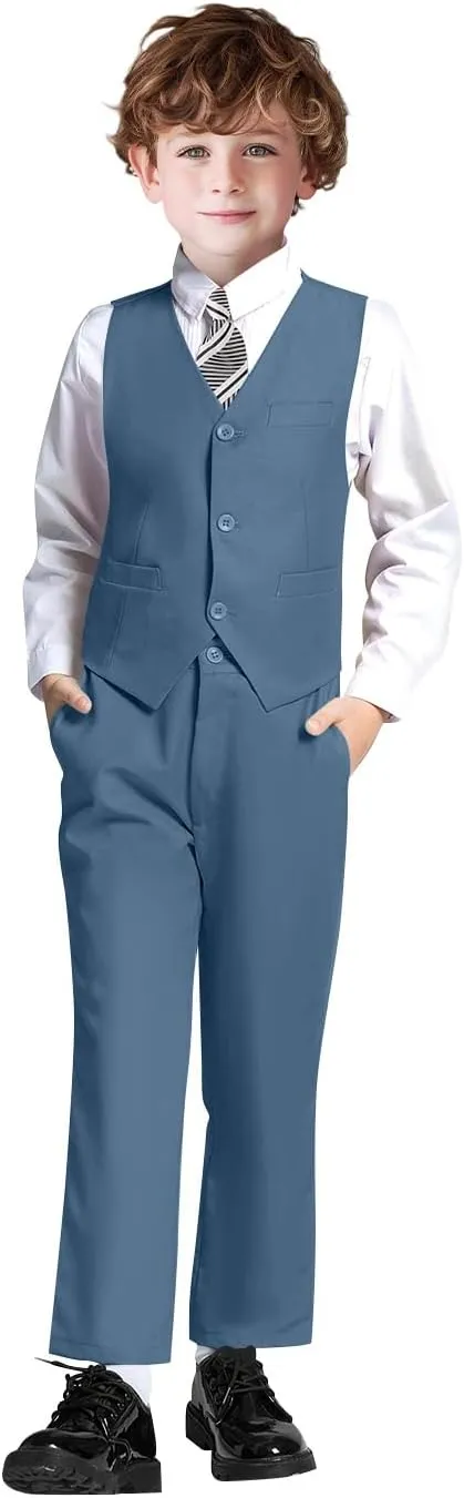 Suit for Boy Formal Slim Fit Tuxedo 5 Pieces Kids Toddler Wedding Outfit Blazer Pants Vest Set Boys Suits