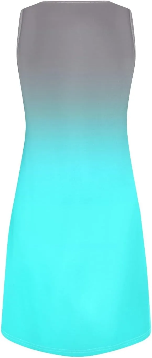 Summer Dresses for Women V-Neck Sundresses Sleeveless Loose Sleep Dress Beach Tank Dress Printed Casual T Shirt Dresses