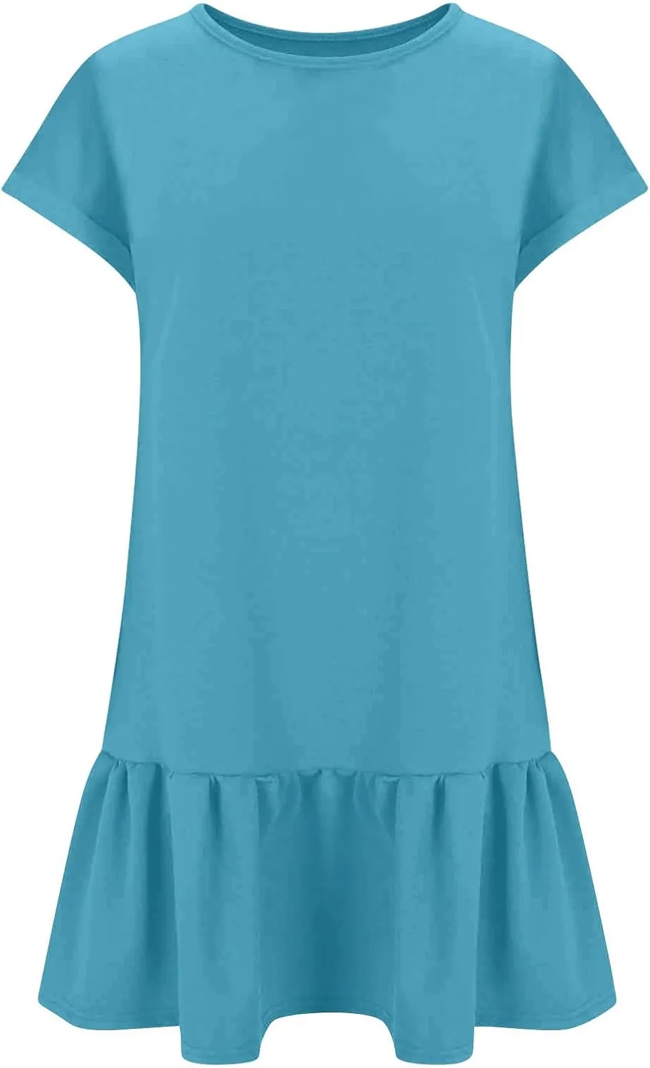 Summer T Shirt Dress for Women Casual Cap Sleeve Ruffle Hem Crewneck Loose Mini Dresses 2025 Trendy Outfits