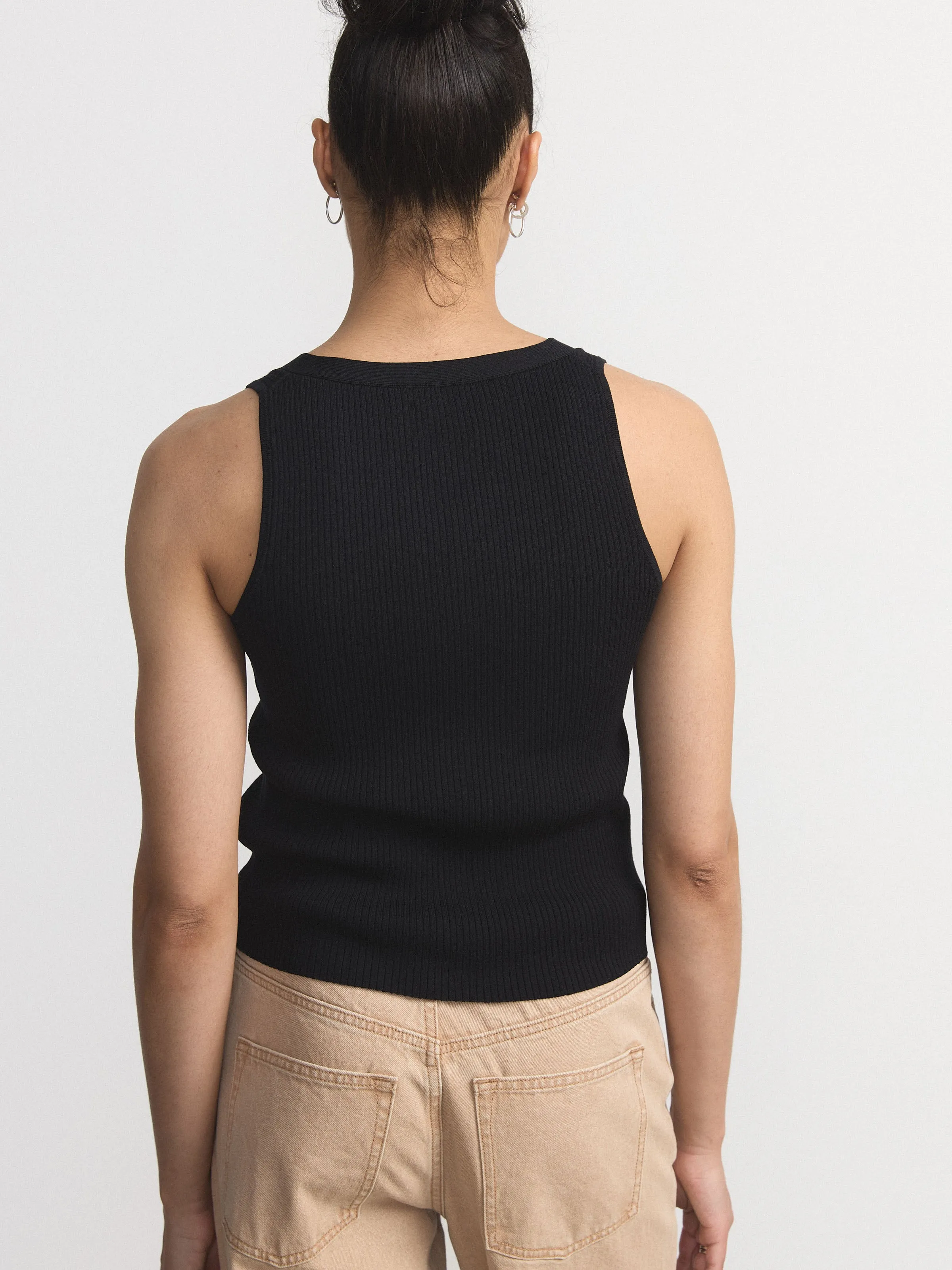 The Button Up Sweater Vest in Black