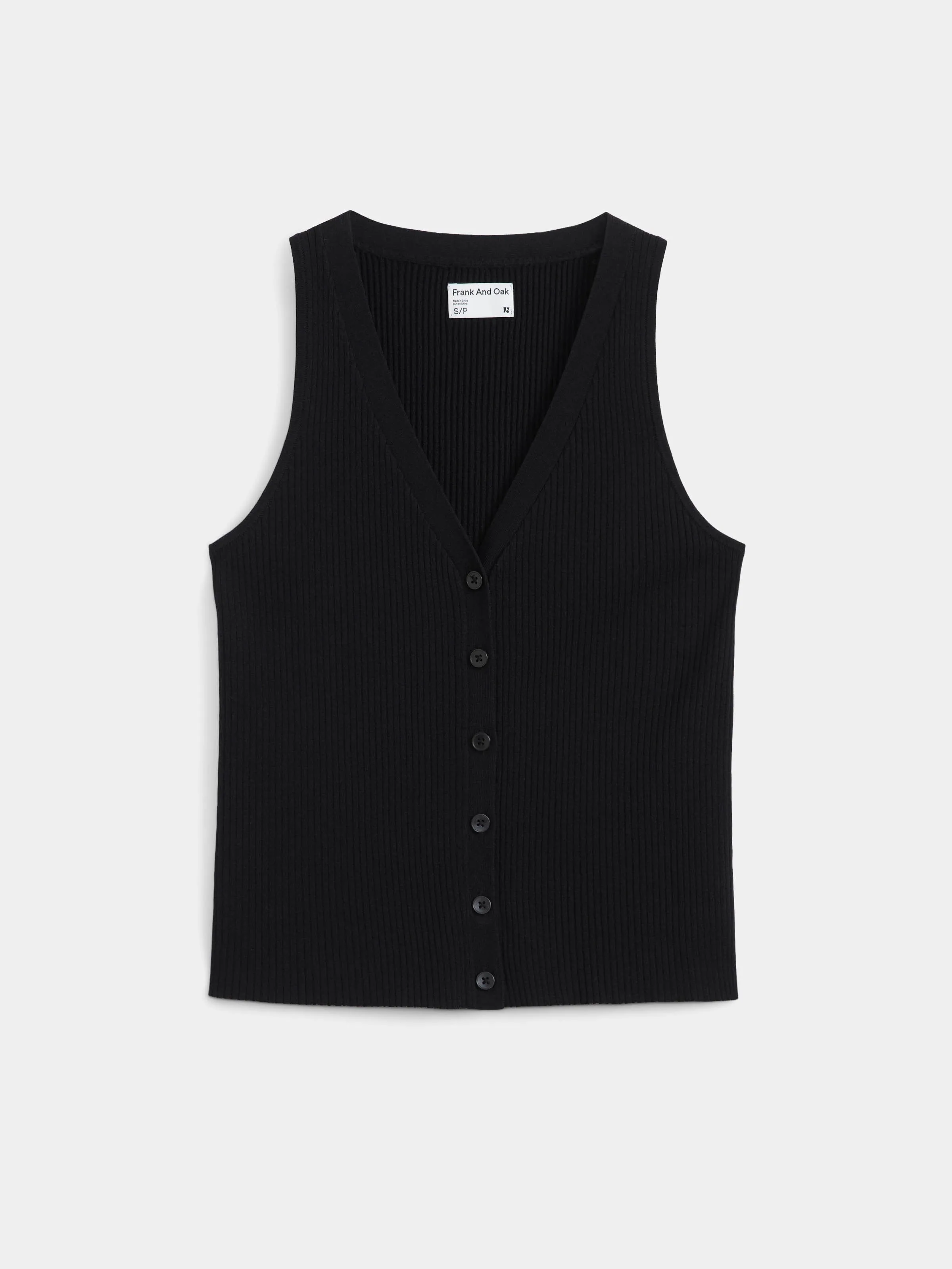 The Button Up Sweater Vest in Black
