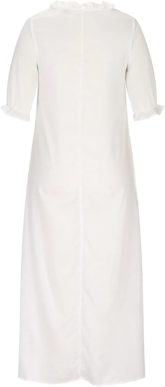 Vacation Dresses for Women 3/4 Length Sleeve V-Neck Summer Dress Empire Waist Casual Flowy Vintage Graphic Dress