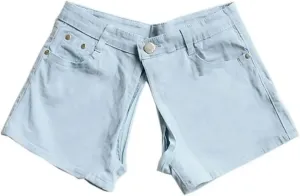 Woman Sexy Crotchless Mini Shorts Open Denim Outdoor Single Zipper Hot Pant Jeans Hollow Out