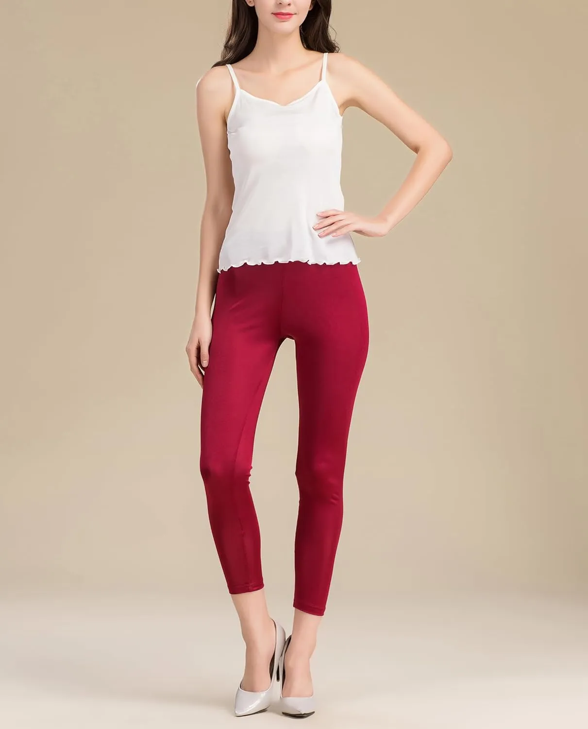 Women 100% Pure Silk Underwear Shirt Stretchy Legging Safety Wear Home Wear Cropped Pants