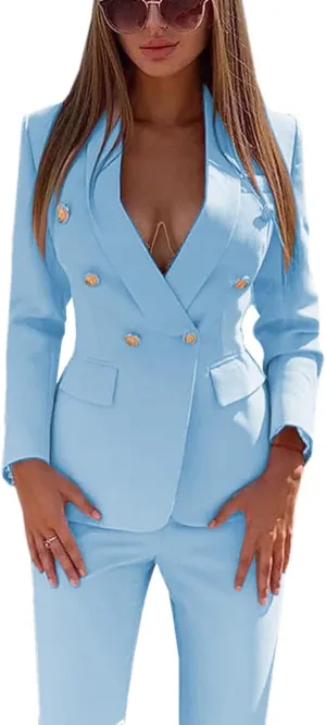 Women's 2 Piece Suit Hot Set Business Fashion Long Sleeve Blazer and Pants for Women