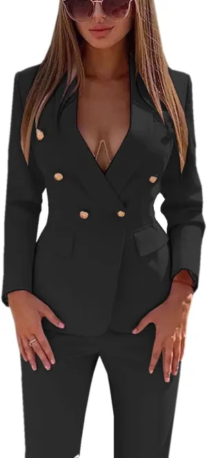 Women's 2 Piece Suit Hot Set Business Fashion Long Sleeve Blazer and Pants for Women