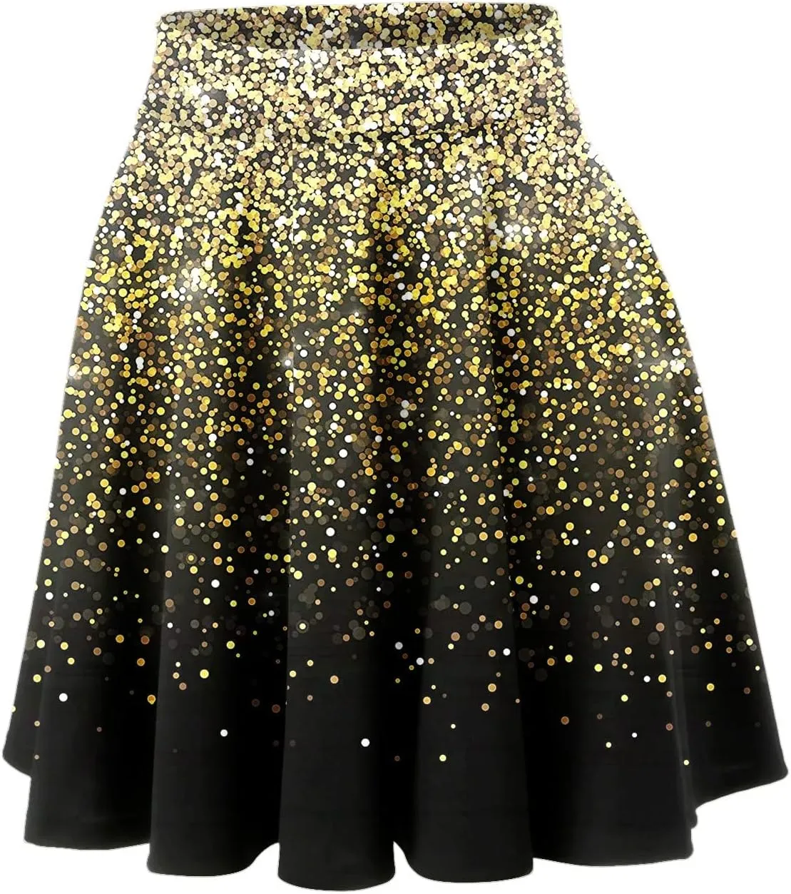 Womens A Line Midi Skirt High Elastic Waist Sequin Skirts Pleated Ruffle Hem Mini Vintage Elegant Casual Skirts