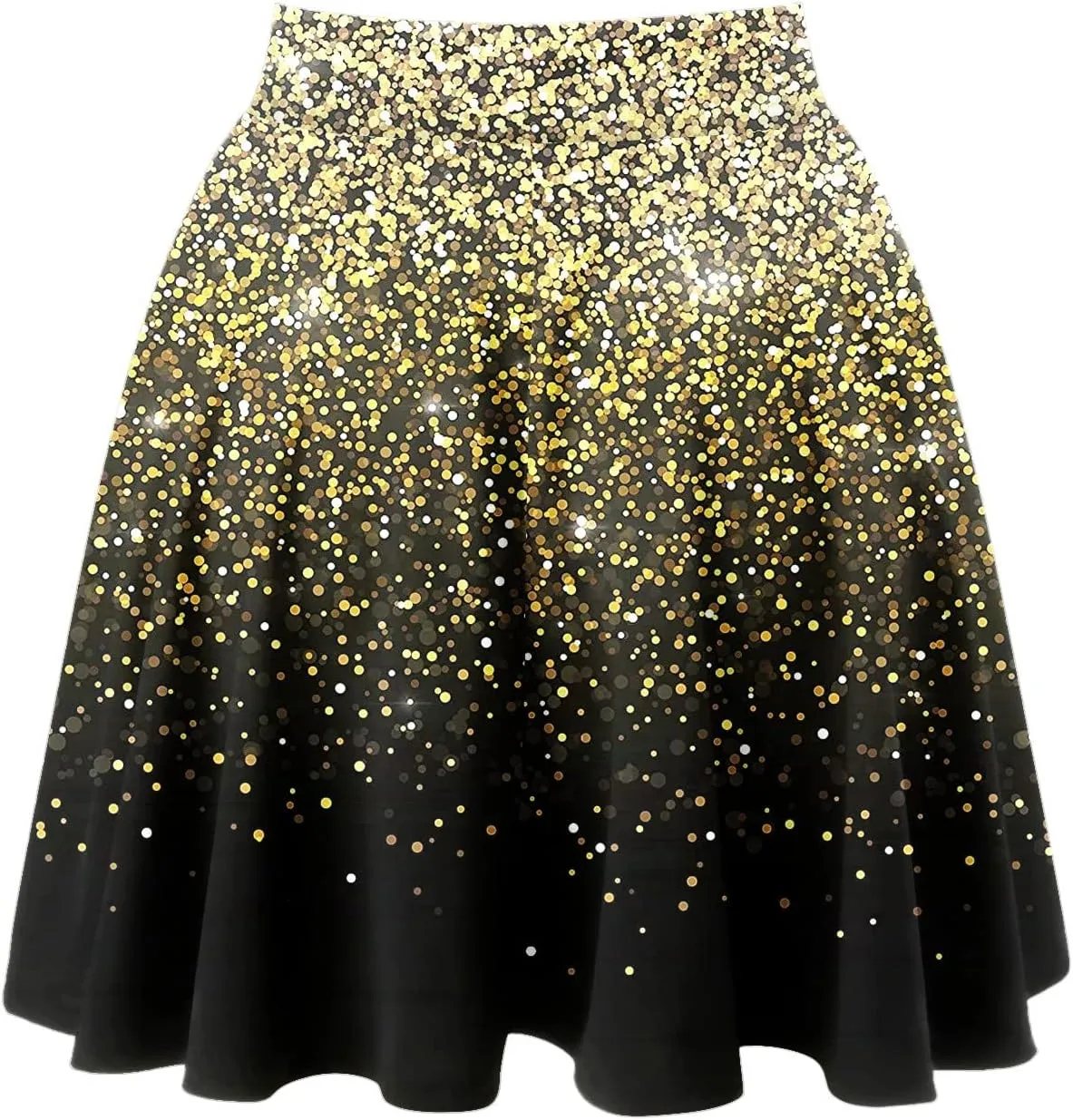 Womens A Line Midi Skirt High Elastic Waist Sequin Skirts Pleated Ruffle Hem Mini Vintage Elegant Casual Skirts