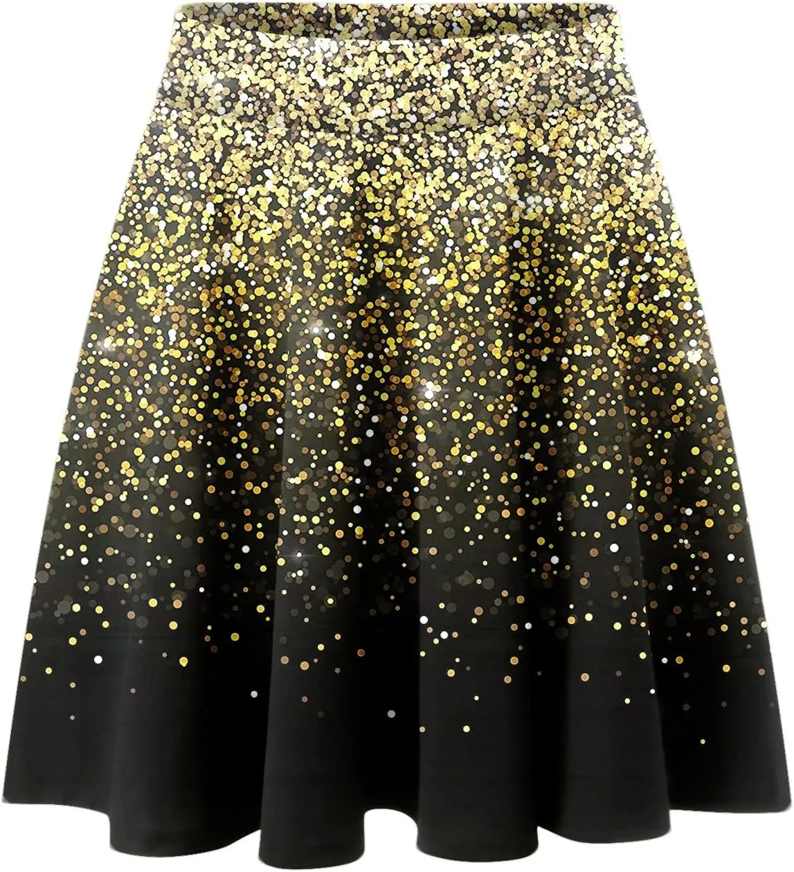 Womens A Line Midi Skirt High Elastic Waist Sequin Skirts Pleated Ruffle Hem Mini Vintage Elegant Casual Skirts