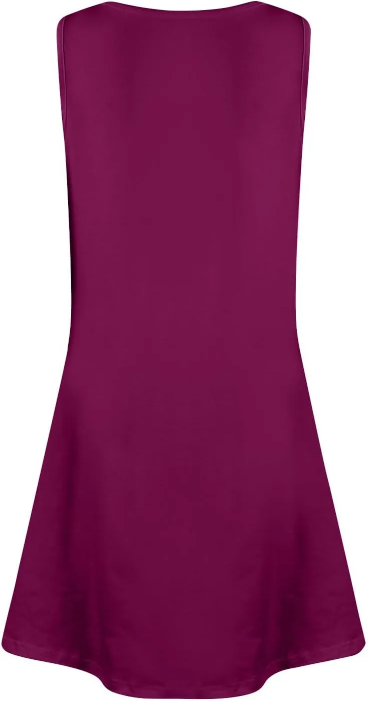 Womens Summer Dresses 2025 Boho Casual Loose U Neck Sleeveless Sundresses Beach Dress with Pockets