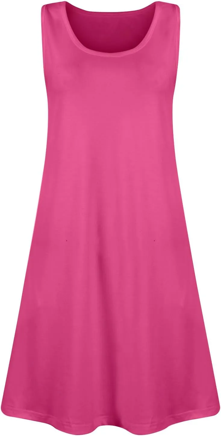 Womens Summer Dresses 2025 Boho Casual Loose U Neck Sleeveless Sundresses Beach Dress with Pockets