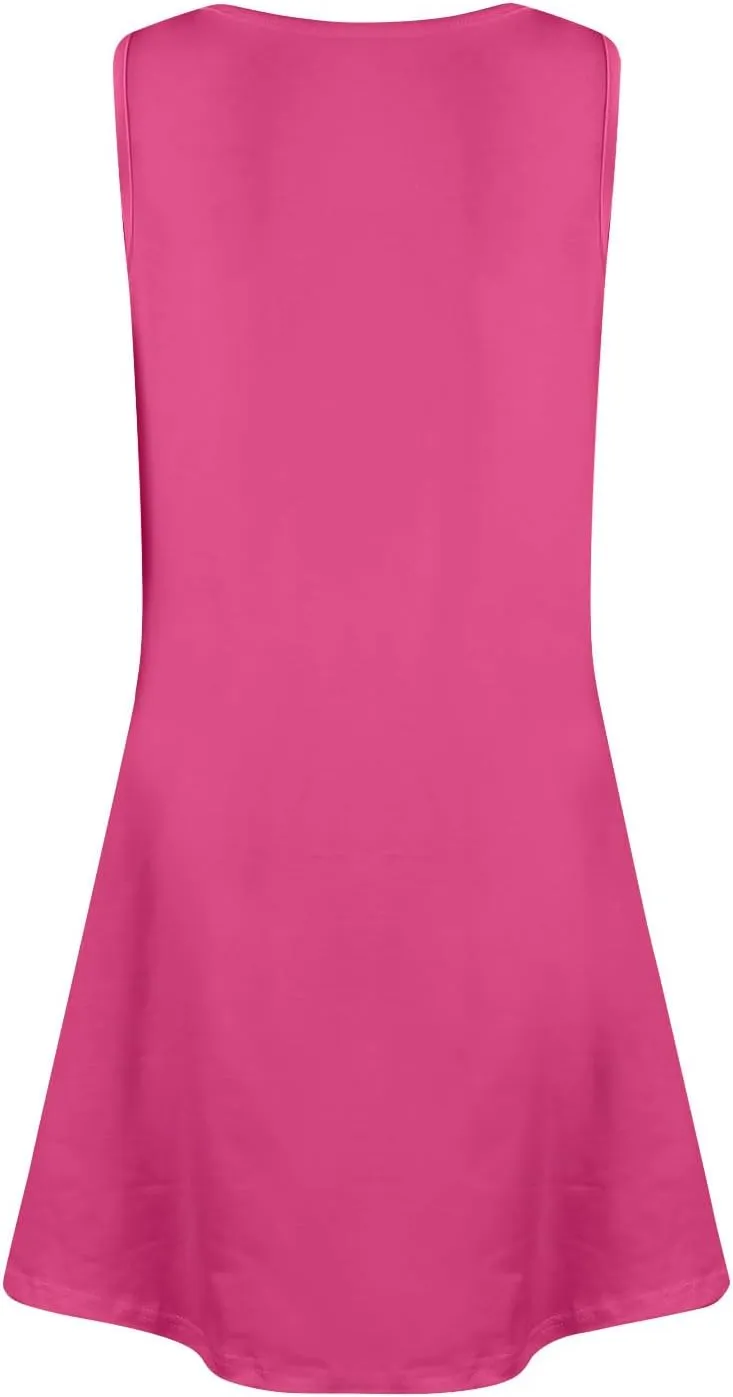 Womens Summer Dresses 2025 Boho Casual Loose U Neck Sleeveless Sundresses Beach Dress with Pockets