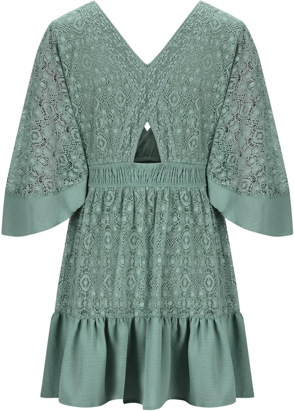 Womens Summer Dresses 2025 Vintage Short Sleeve V Neck Wrap Mini Dress Casual Ruffled Hem A-Line Flowy Beach Dress