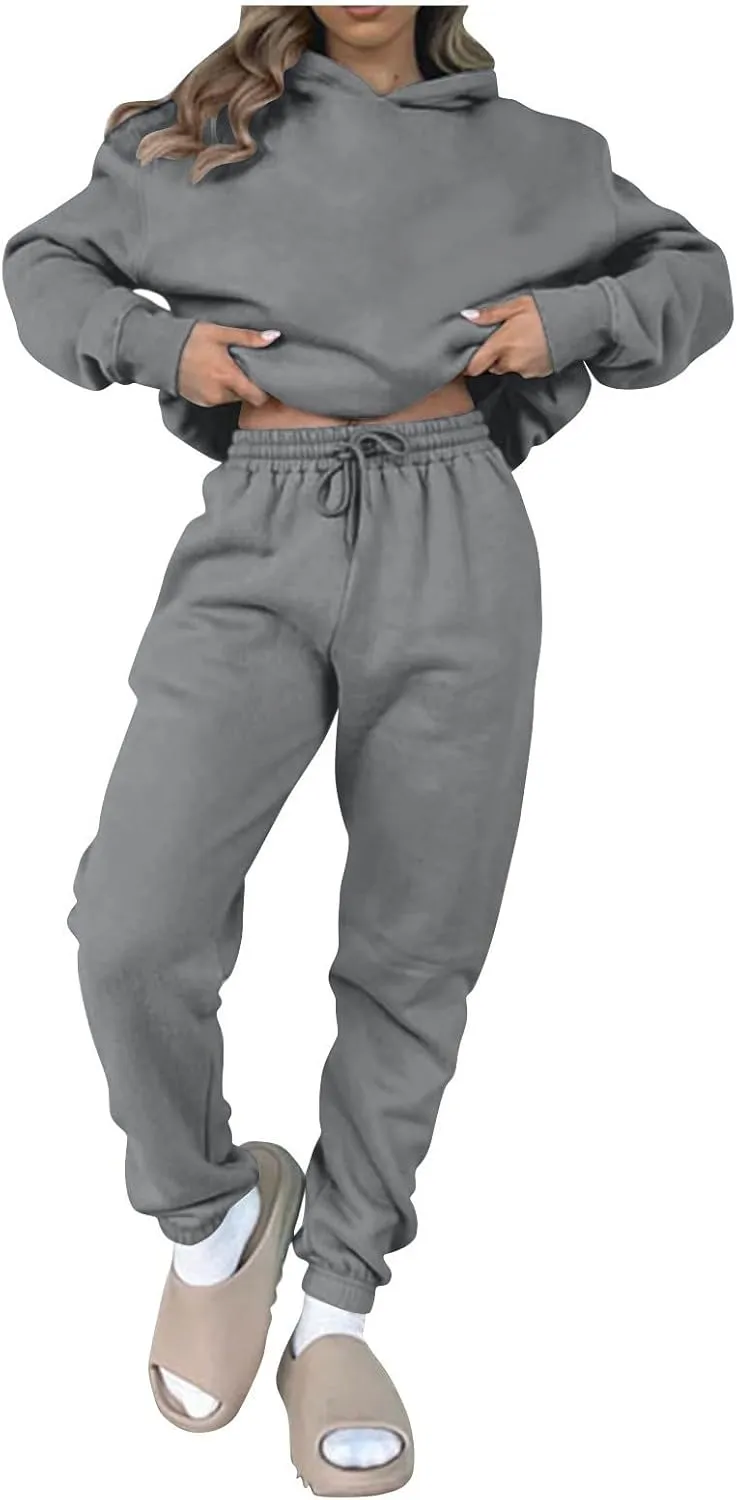 Womens Sweatsuits 2 Piece Set Sweatsuits Pullover Fleece Sweatshirt Jogger Pants Lounge Set Two Piece Jogging Suits