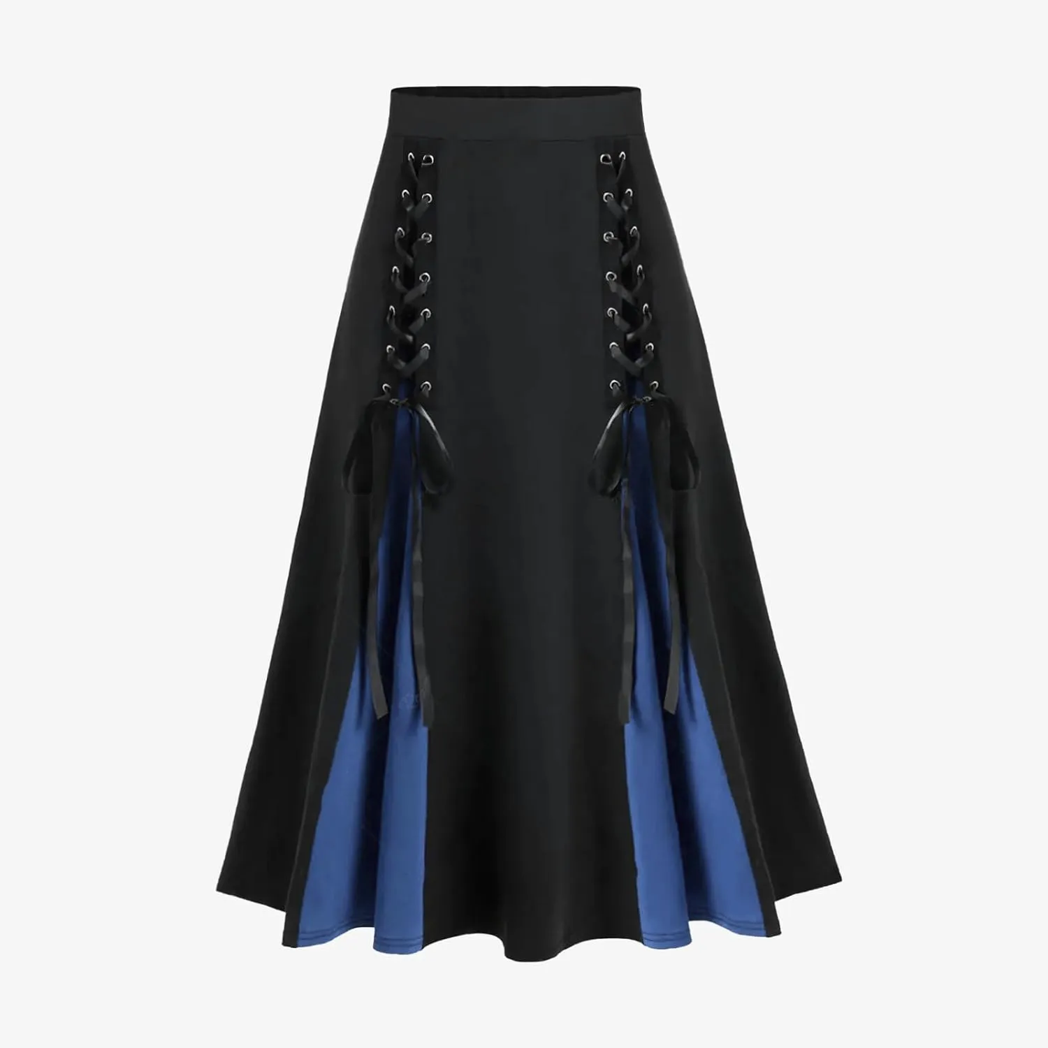 Womens Victorian Skirt High Waist Medieval Midi Dress Gothic Pleated Skirts Vintage Steampunk Dress Lace Up Goth Skirt