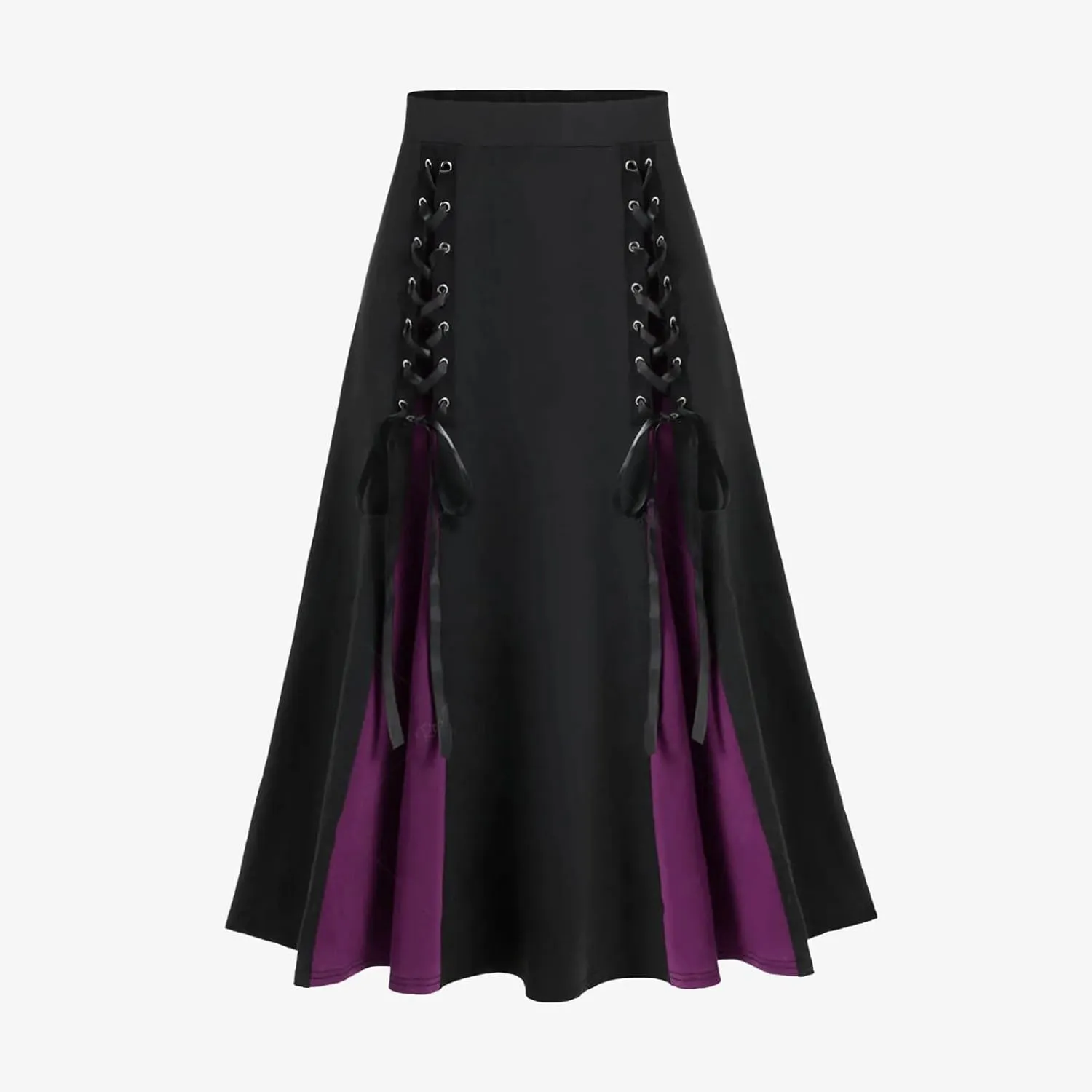Womens Victorian Skirt High Waist Medieval Midi Dress Gothic Pleated Skirts Vintage Steampunk Dress Lace Up Goth Skirt