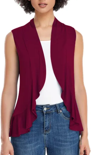 Xeoxarel Women's Sleeveless Cardigan Open Front Vest (S-3XL)