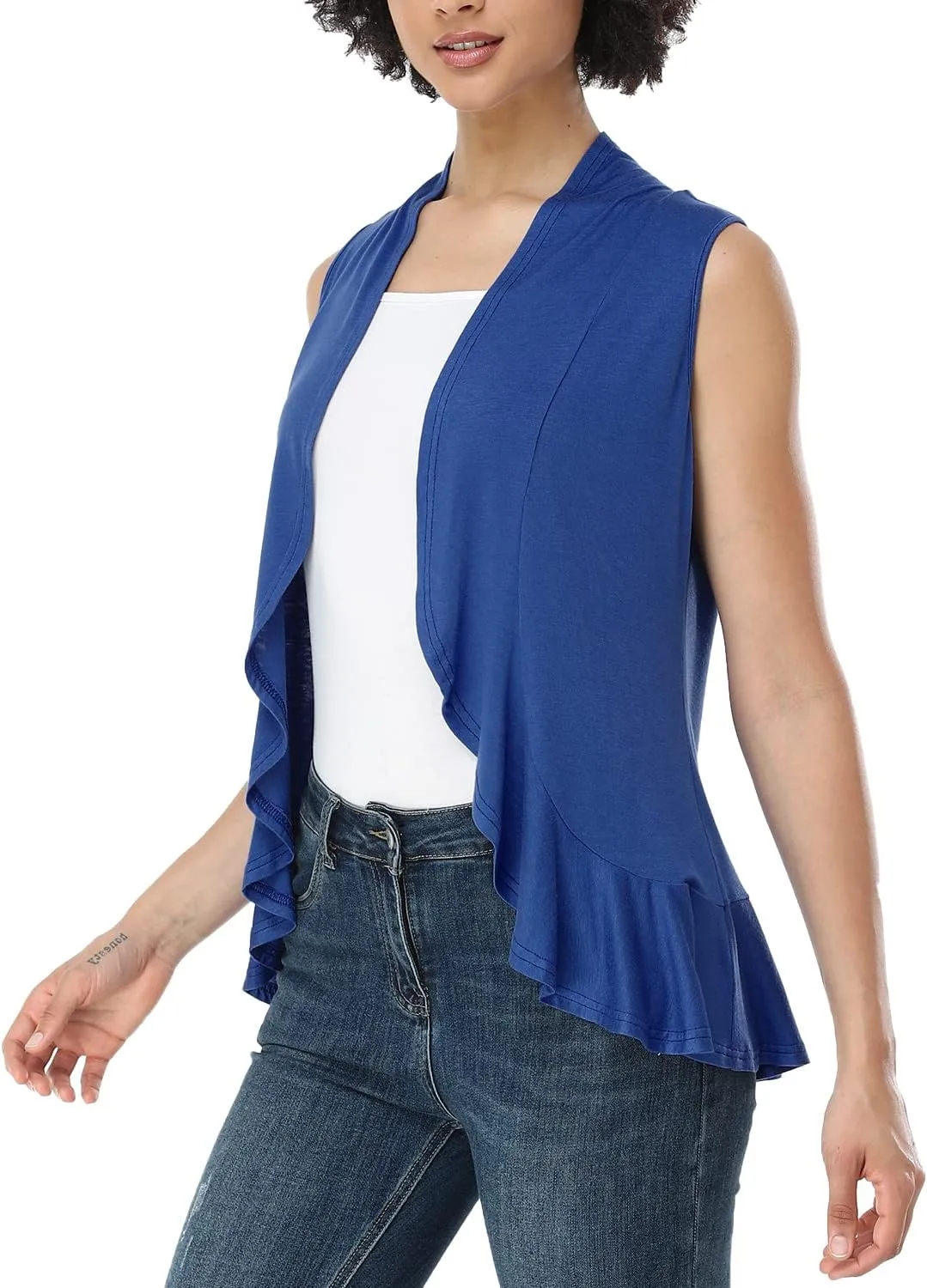 Xeoxarel Women's Sleeveless Cardigan Open Front Vest (S-3XL)
