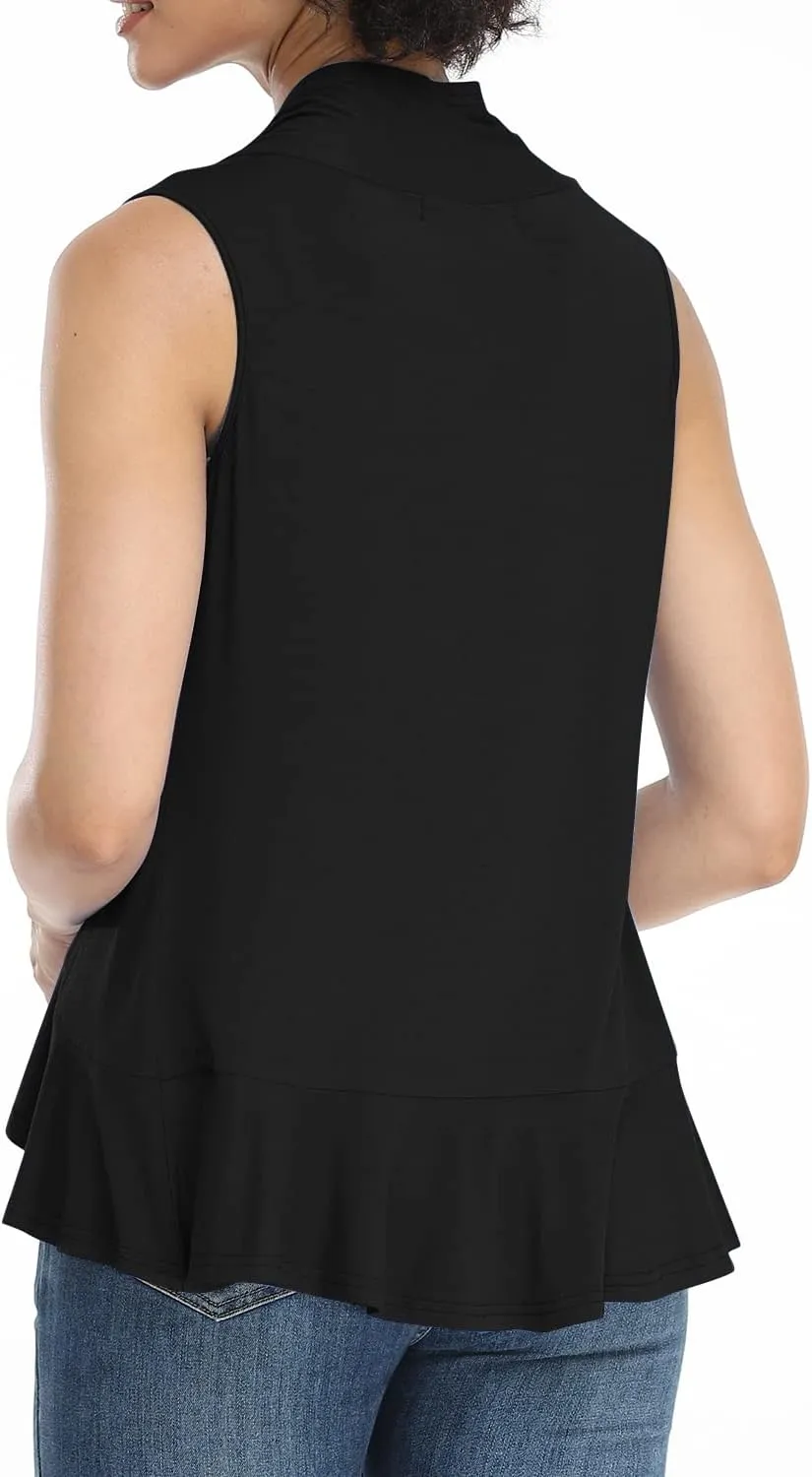 Xeoxarel Women's Sleeveless Cardigan Open Front Vest (S-3XL)