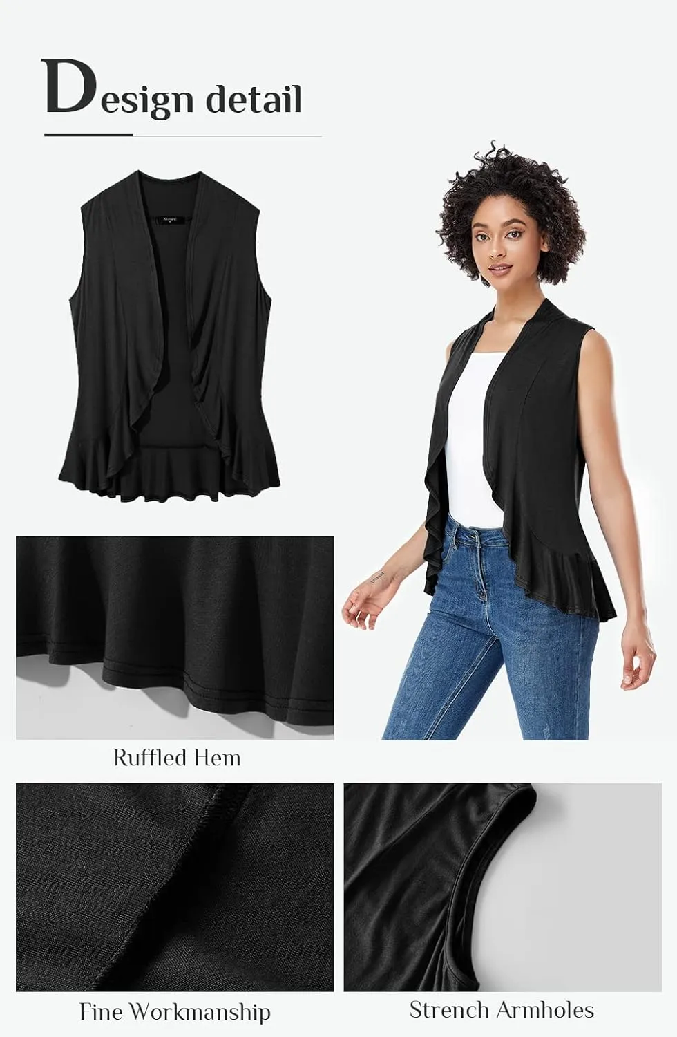 Xeoxarel Women's Sleeveless Cardigan Open Front Vest (S-3XL)
