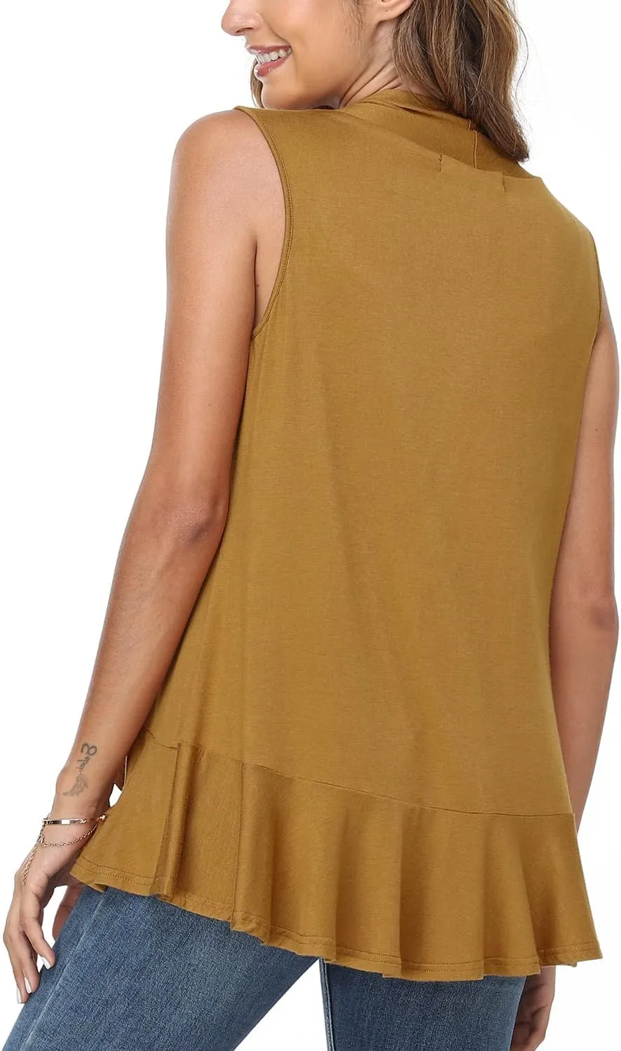 Xeoxarel Women's Sleeveless Cardigan Open Front Vest (S-3XL)
